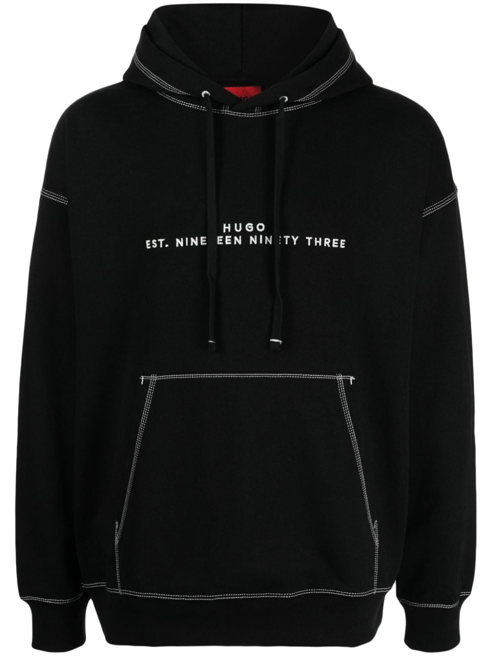 HUGO Dantaloup logo-print cotton hoodie - Black von HUGO