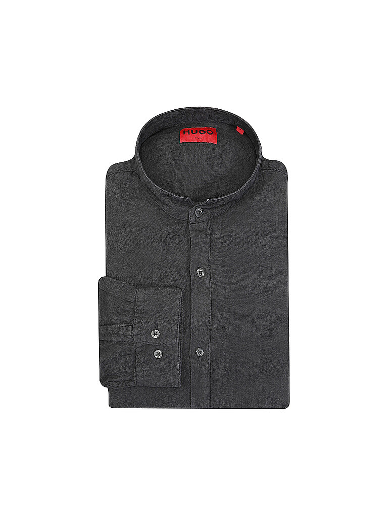 HUGO Leinenhemd Slim Fit ELVORY  schwarz | XXL von HUGO