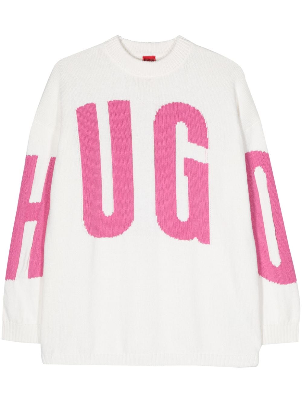 HUGO Sbraid intarsia-knit jumper - White von HUGO