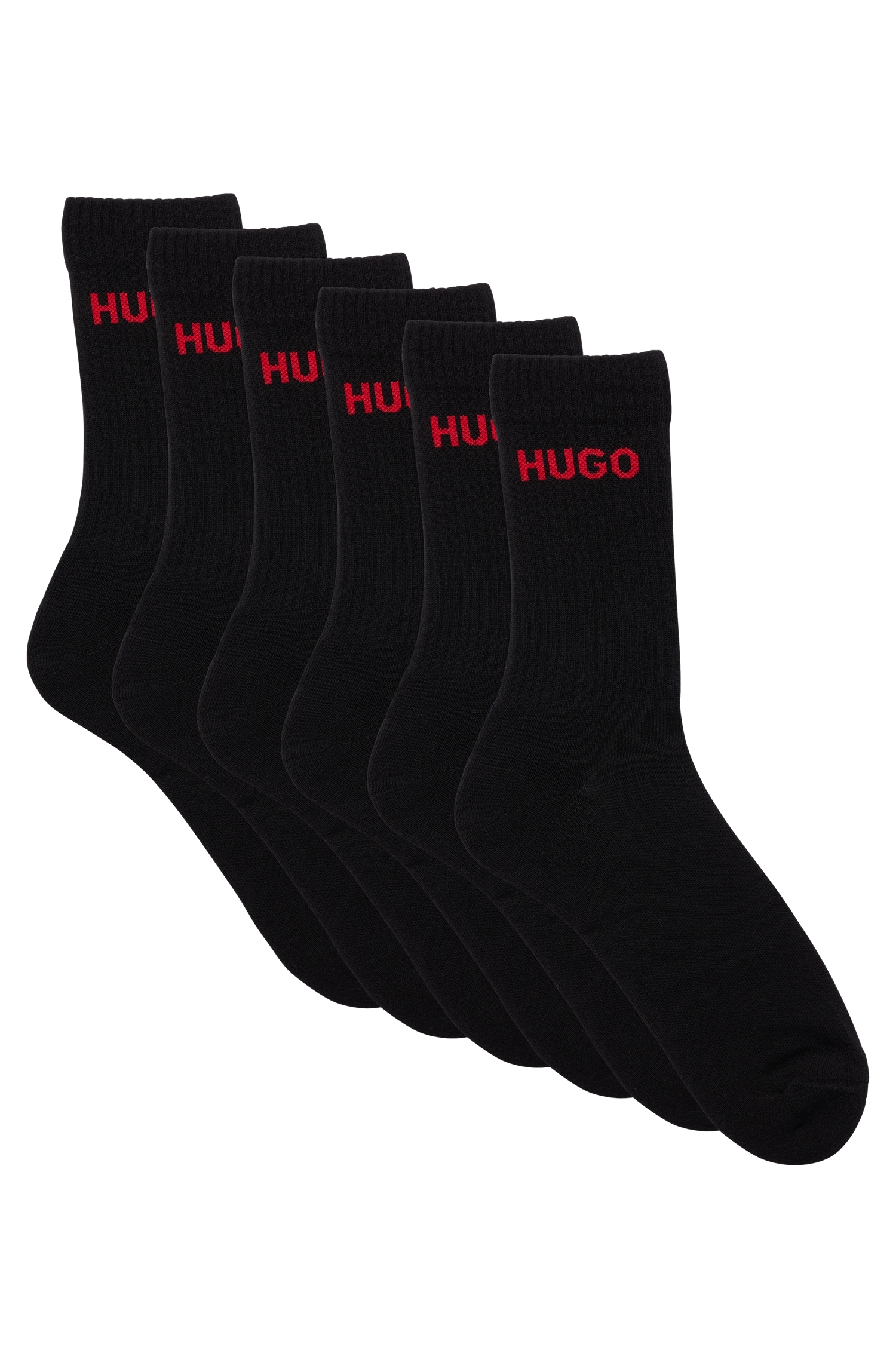 HUGO Underwear Socken »6P QS RIB LOGO CC«, (Packung, 6 Paar, 6er Pack), mit eingestricktem HUGO Logo von HUGO Underwear