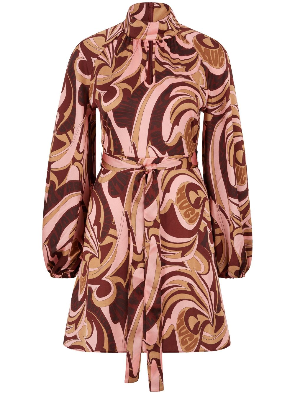 HUGO abstract-print long-sleeve midi dress - Brown von HUGO
