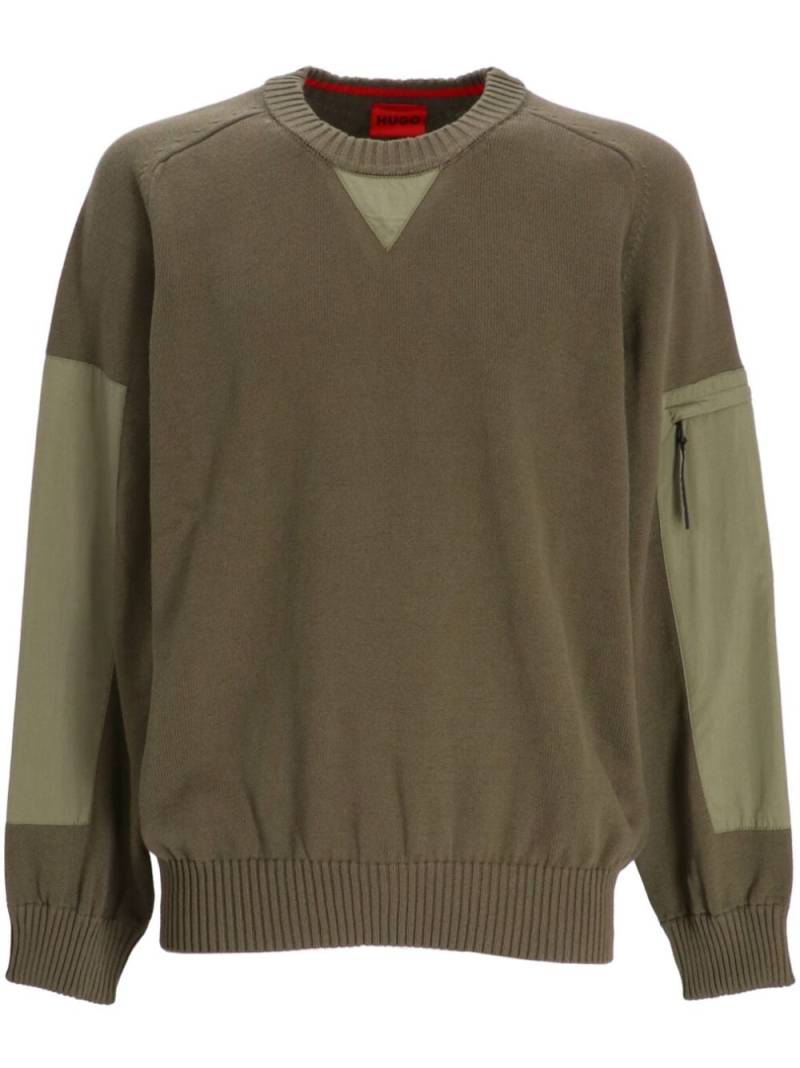 HUGO colour-block round-neck sweater - Green von HUGO