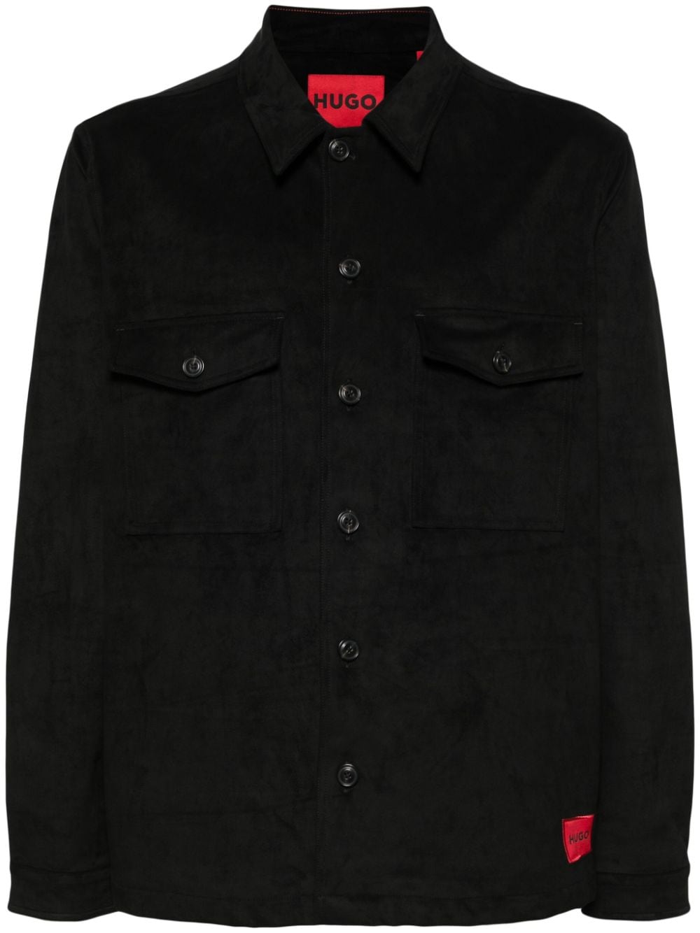 HUGO faux-suede shirt jacket - Black von HUGO