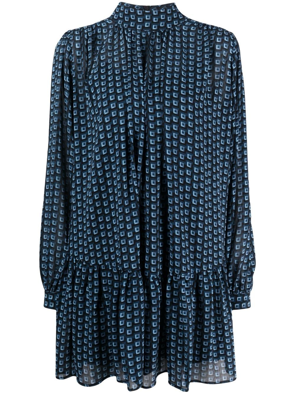 HUGO geometric-print tiered mini dress - Blue von HUGO