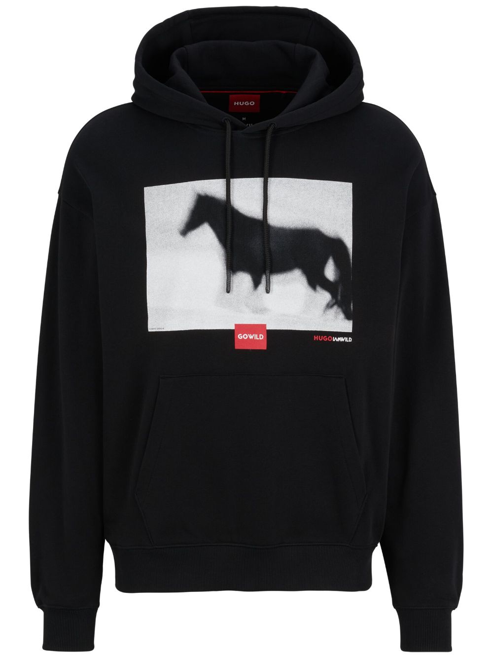 HUGO graphic-print cotton hoodie - Black von HUGO