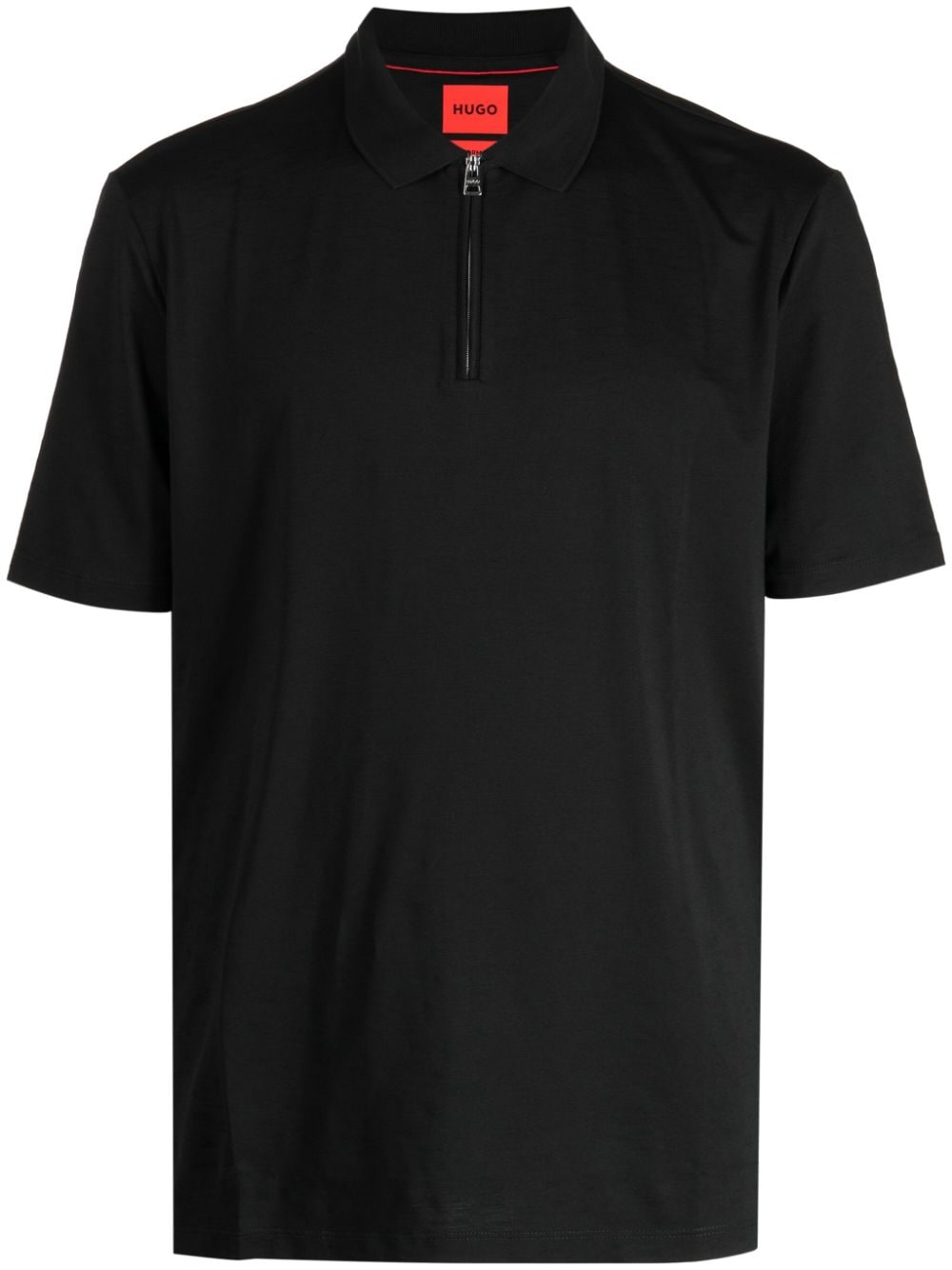 HUGO half-zip cotton blend polo shirt - Black von HUGO