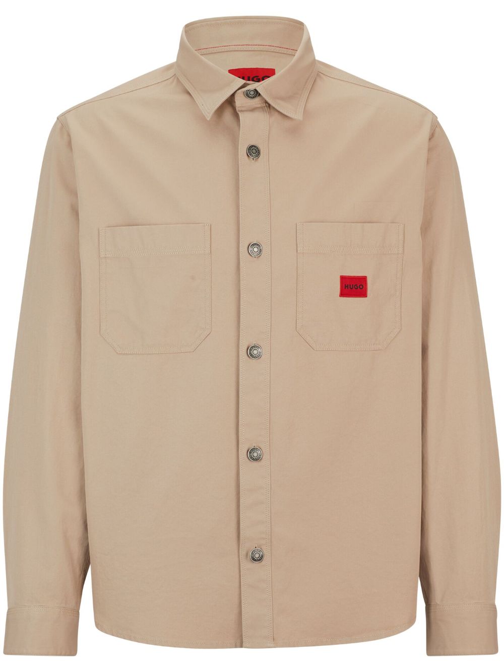 HUGO logo-appliqué cotton shirt - Neutrals von HUGO