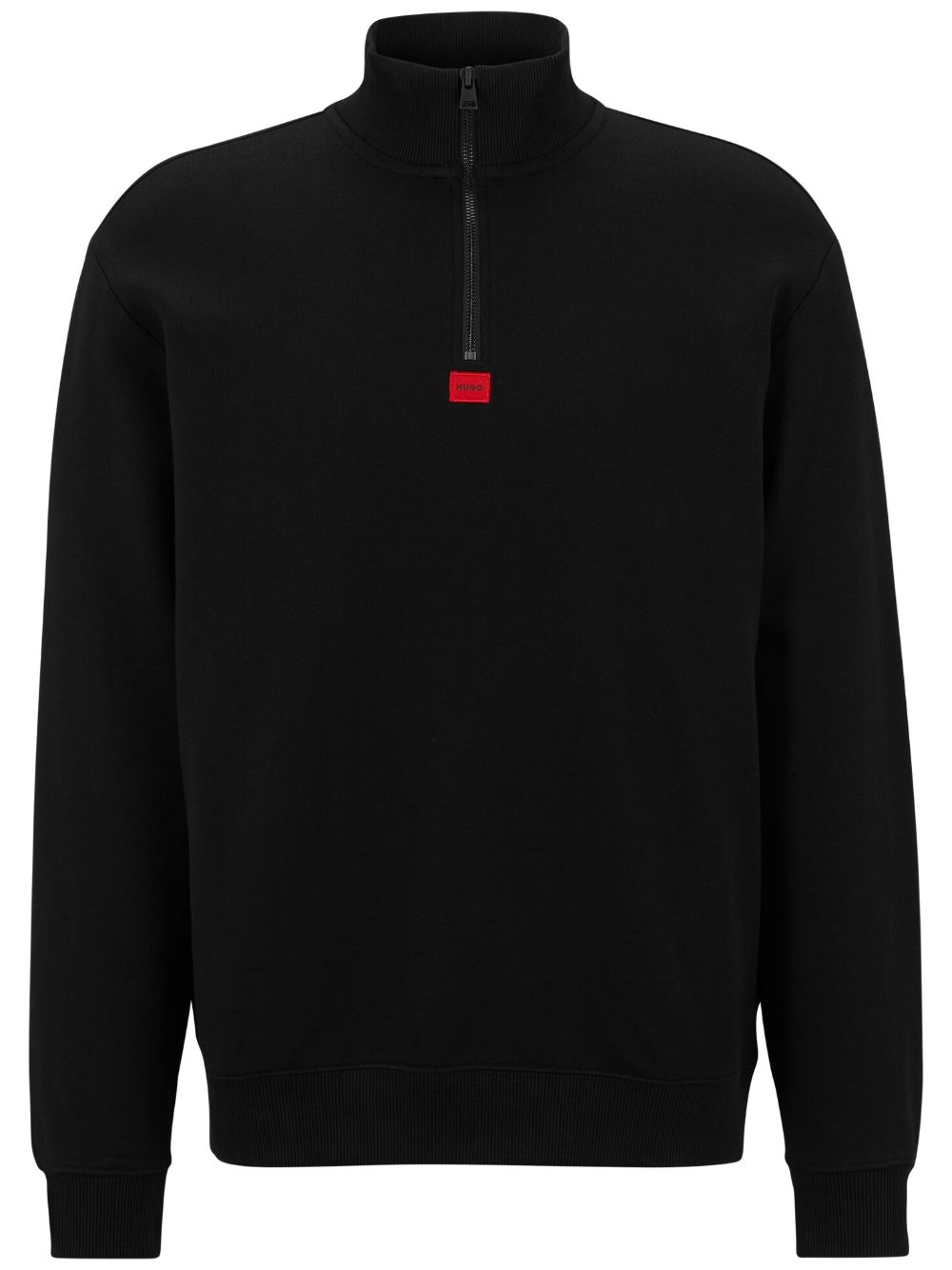 HUGO logo-appliqué half-zip cotton sweatshirt - Black von HUGO