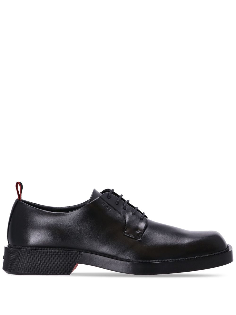 HUGO logo-debossed leather monk shoes - Black von HUGO