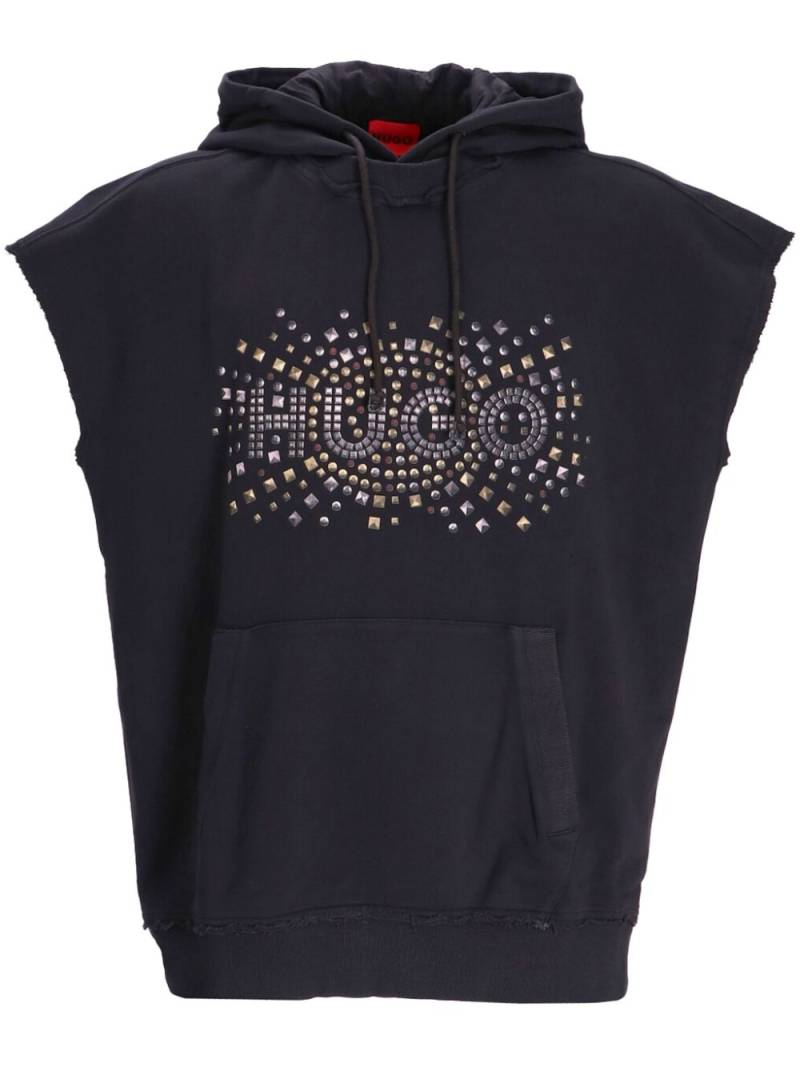 HUGO logo-embellished sleeveless hoodie - Black von HUGO