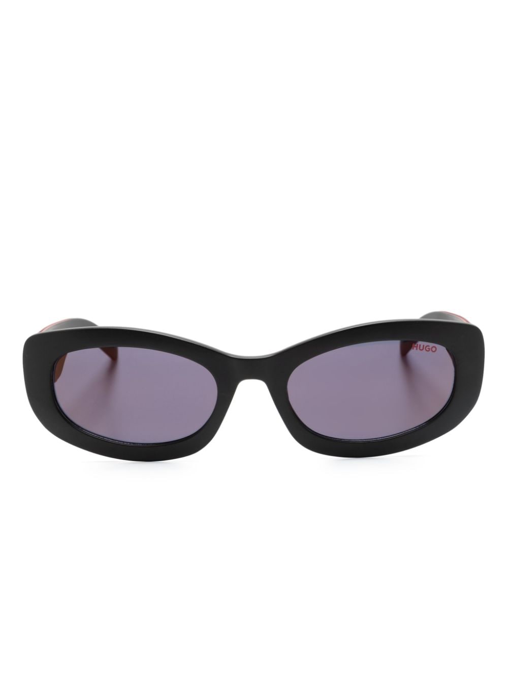 HUGO logo-embossed oval-frame sunglasses - Black von HUGO