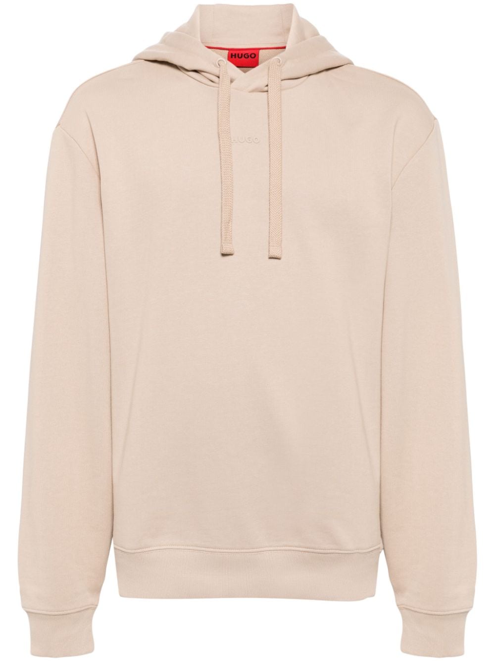 HUGO logo-embroidered cotton hoodie - Neutrals von HUGO