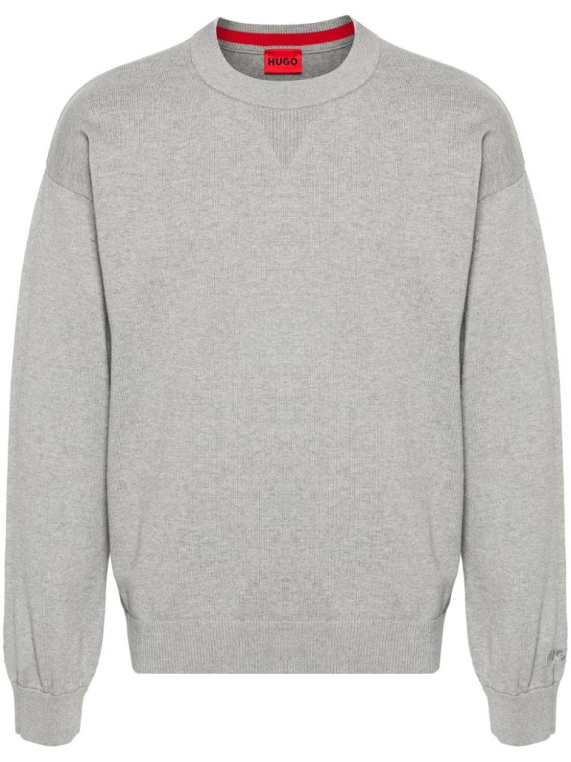 HUGO logo-embroidered cotton jumper - Grey von HUGO