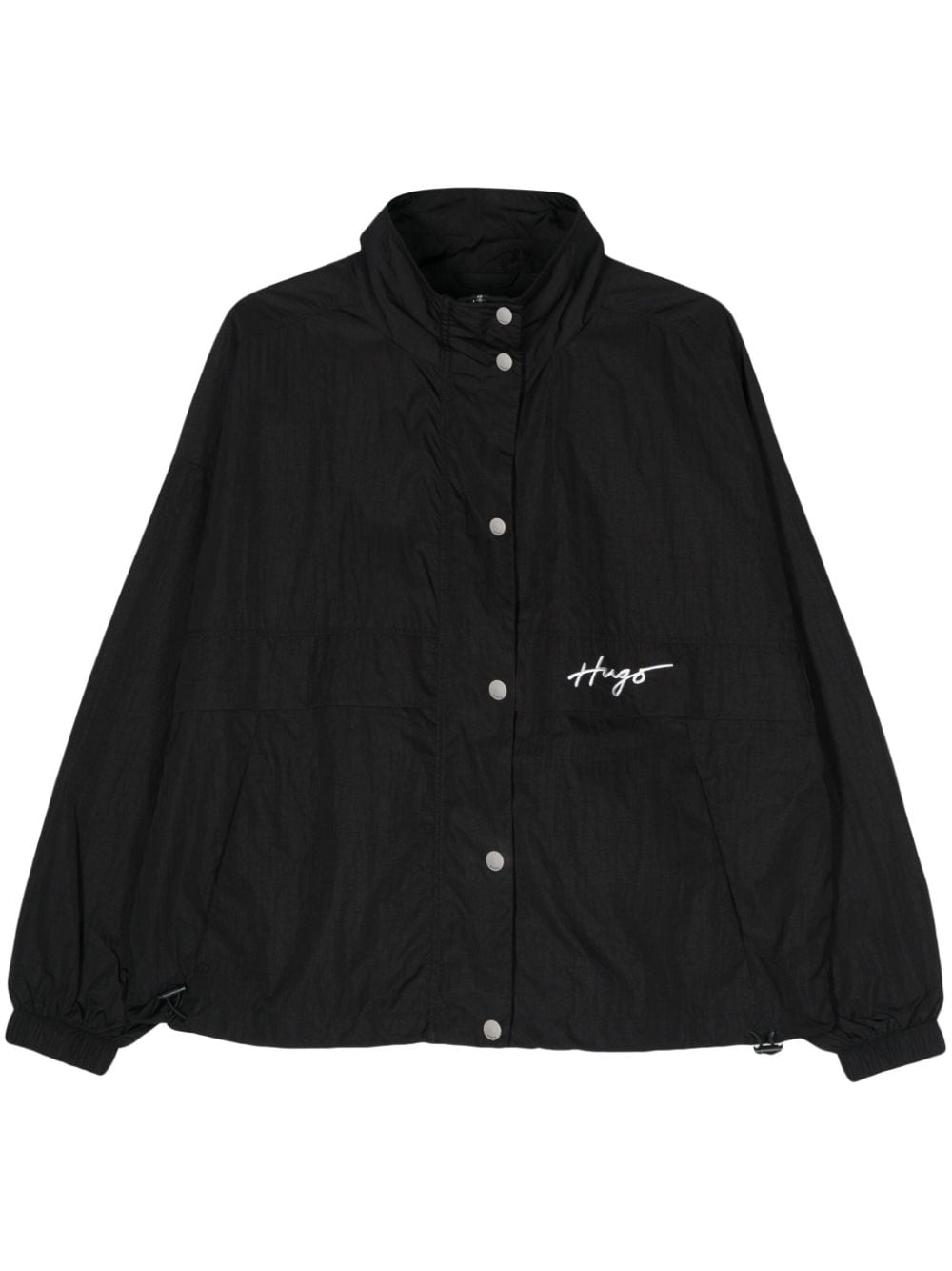 HUGO logo-embroidered zip-up jacket - Black von HUGO