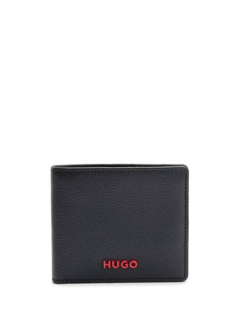 HUGO logo-lettering bi-fold leather wallet - Black von HUGO