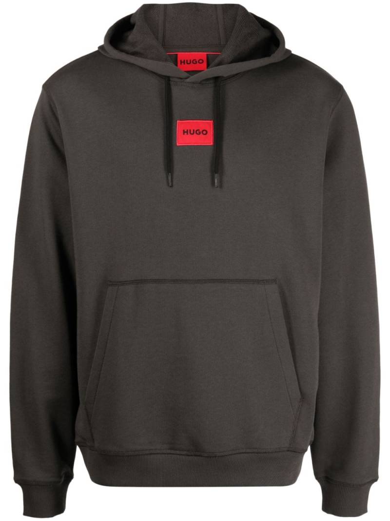 HUGO logo-patch cotton hoodie - Grey von HUGO