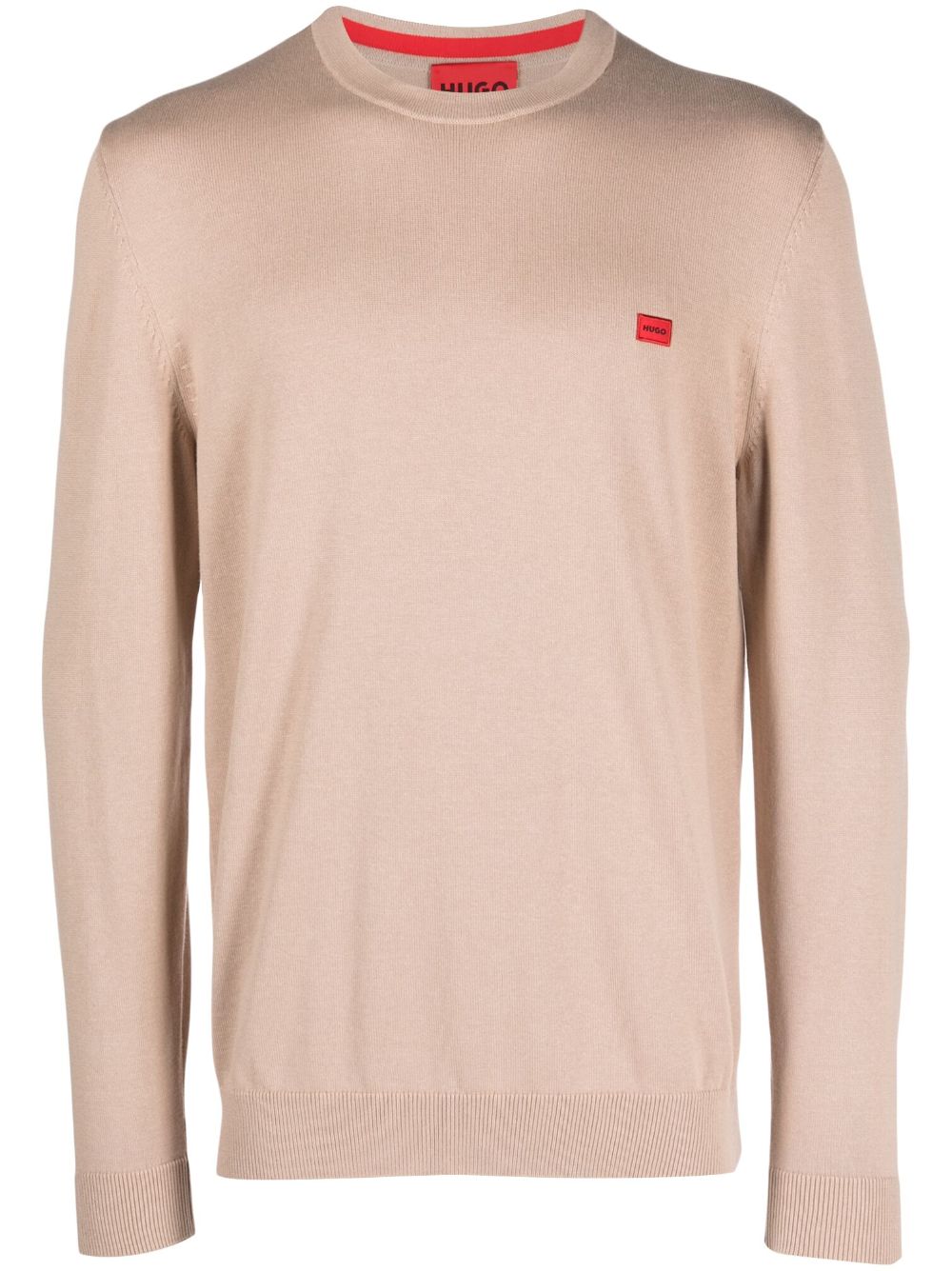 HUGO logo-patch cotton jumper - Neutrals von HUGO