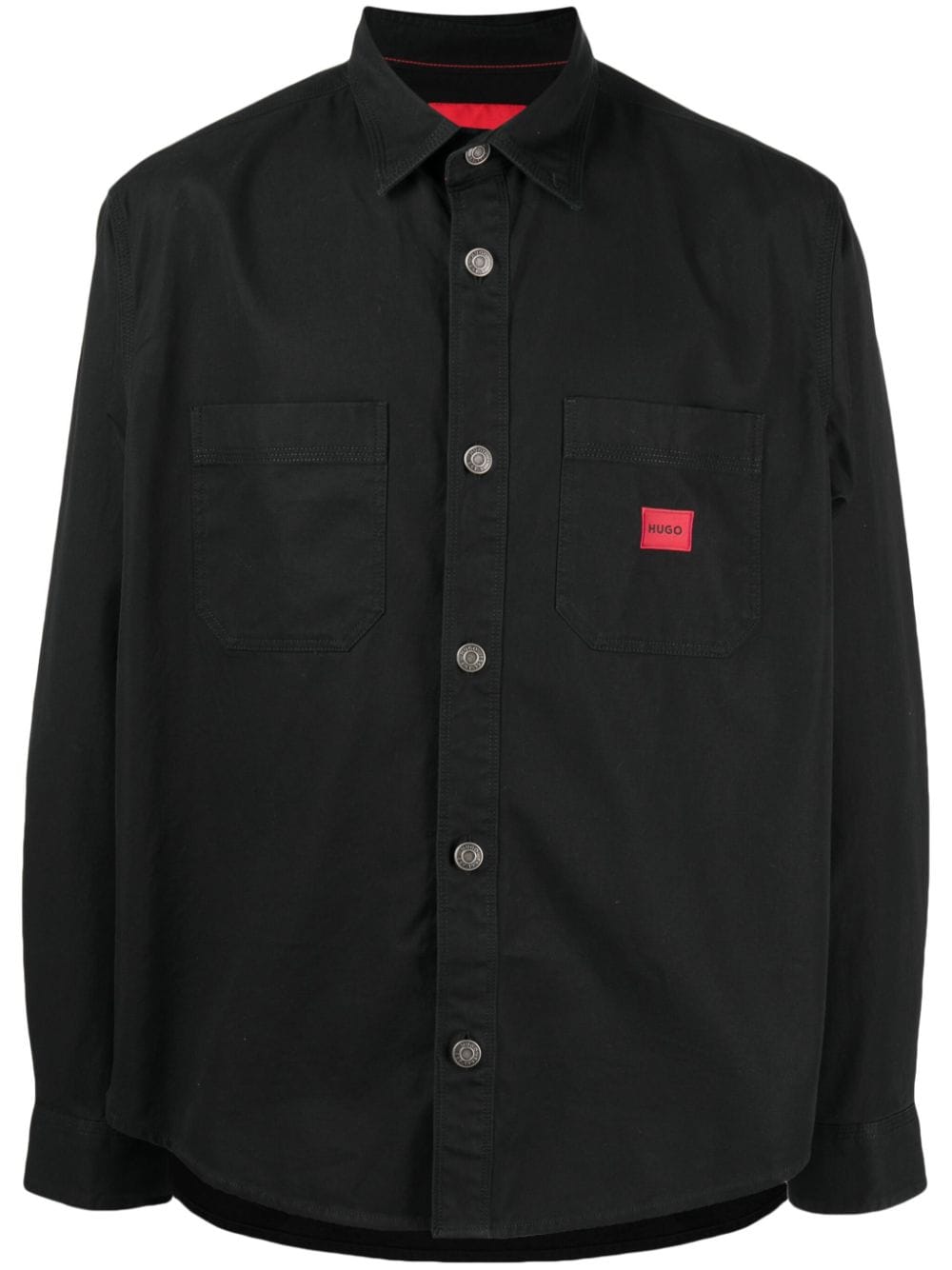 HUGO logo-patch denim shirt jacket - Black von HUGO