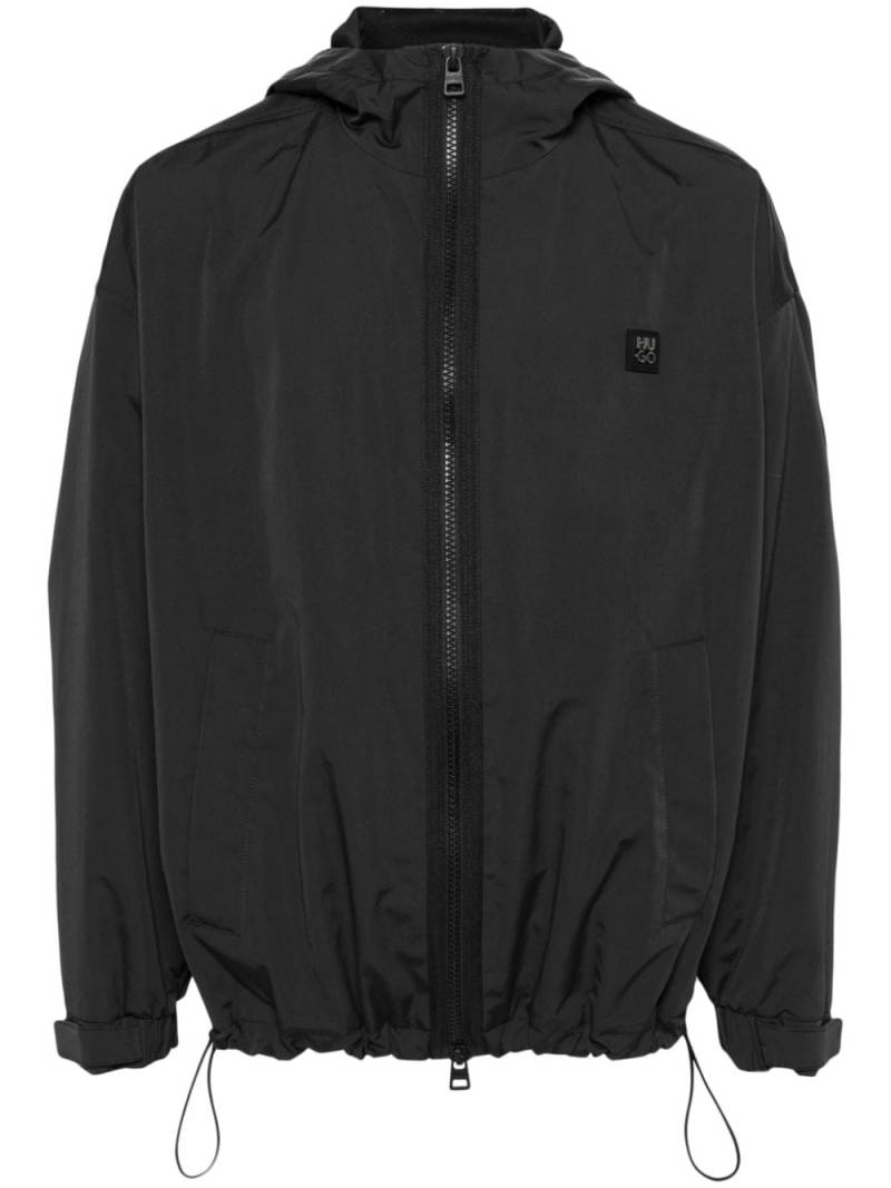 HUGO logo-patch hooded jacket - Black von HUGO