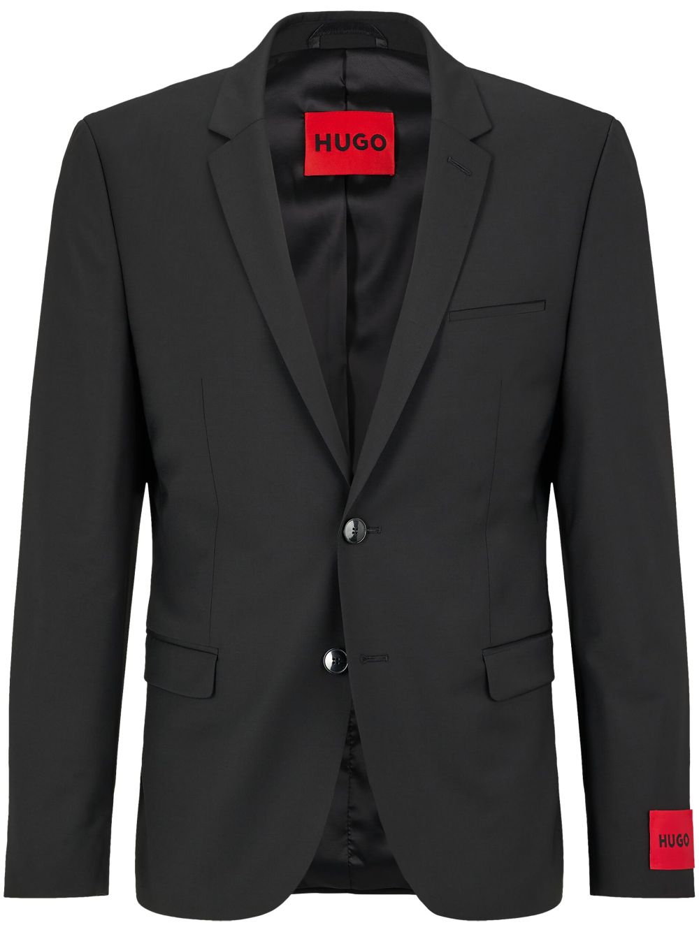 HUGO logo-patch notched-lapels blazer - Black von HUGO