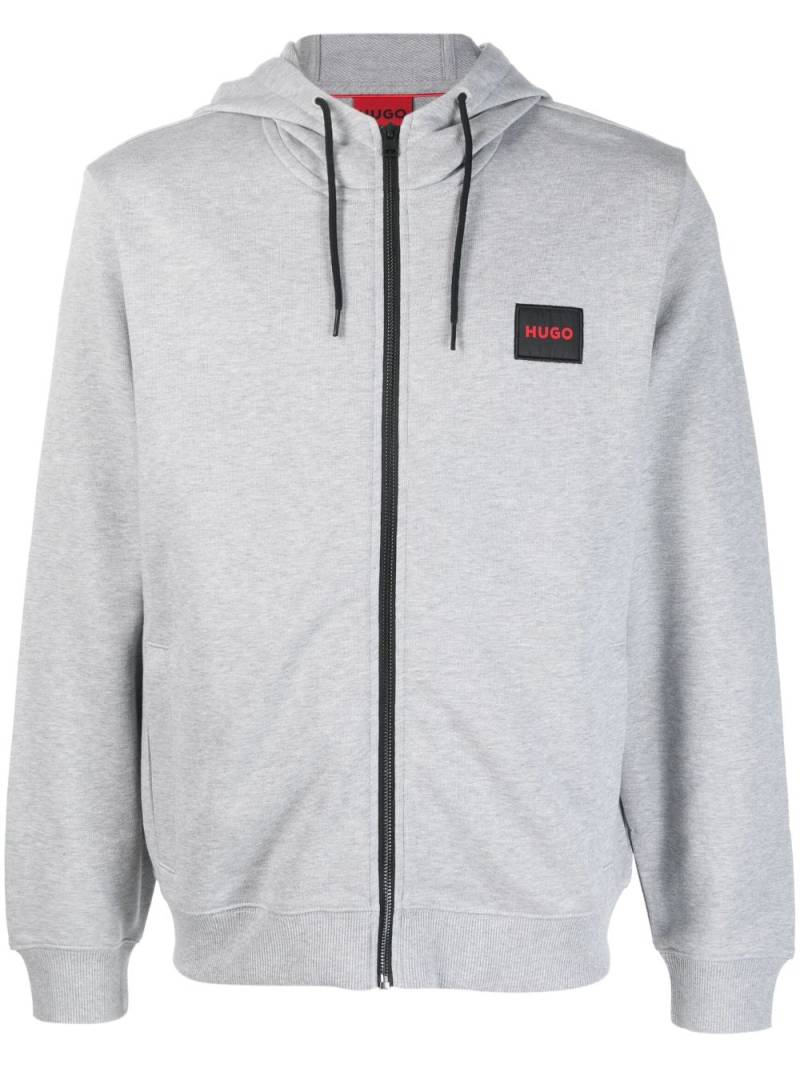 HUGO logo-patch zip-up hoodie - Grey von HUGO