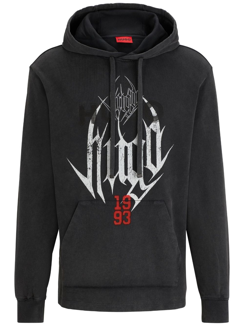 HUGO logo-print cotton hoodie - Black von HUGO