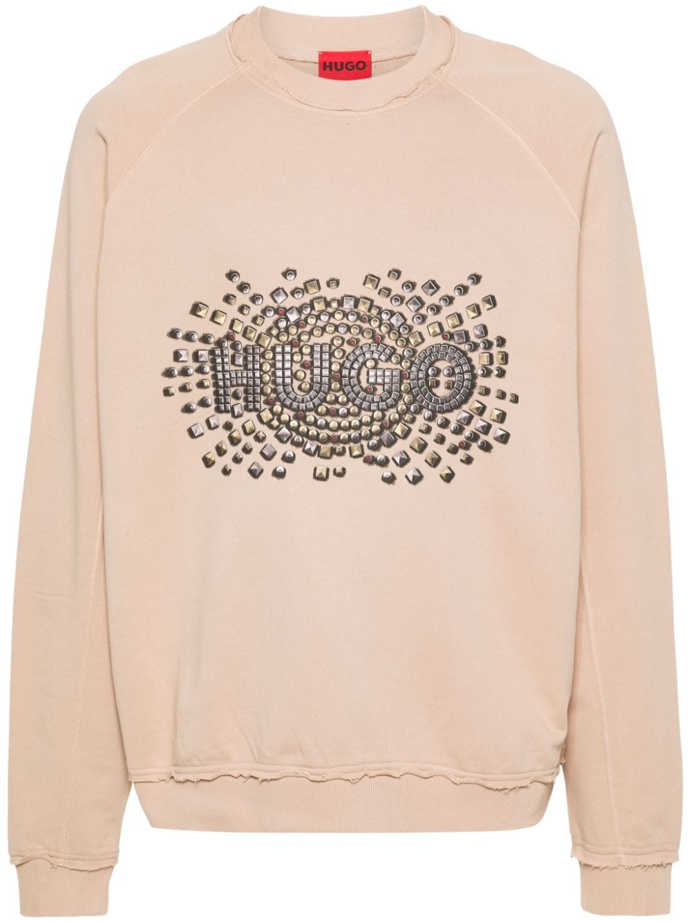 HUGO logo-print cotton sweatshirt - Neutrals von HUGO