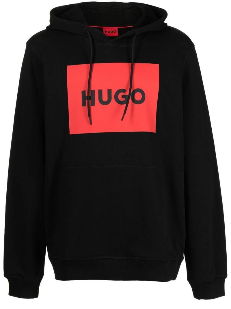 HUGO logo-print detail hoodie - Black von HUGO