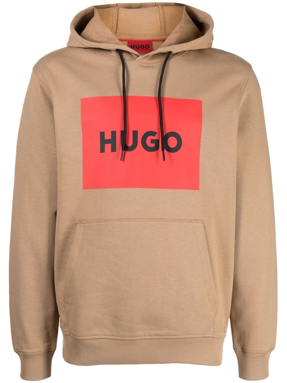 HUGO logo-print detail hoodie - Brown von HUGO