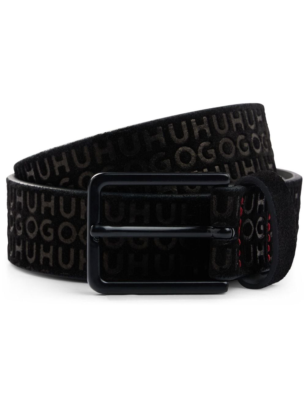 HUGO logo-print suede belt - Black von HUGO