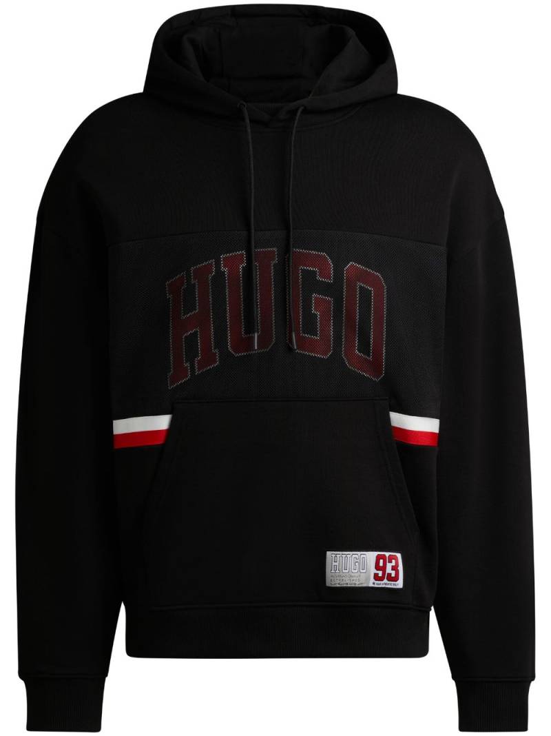 HUGO panelled cotton hoodie - Black von HUGO