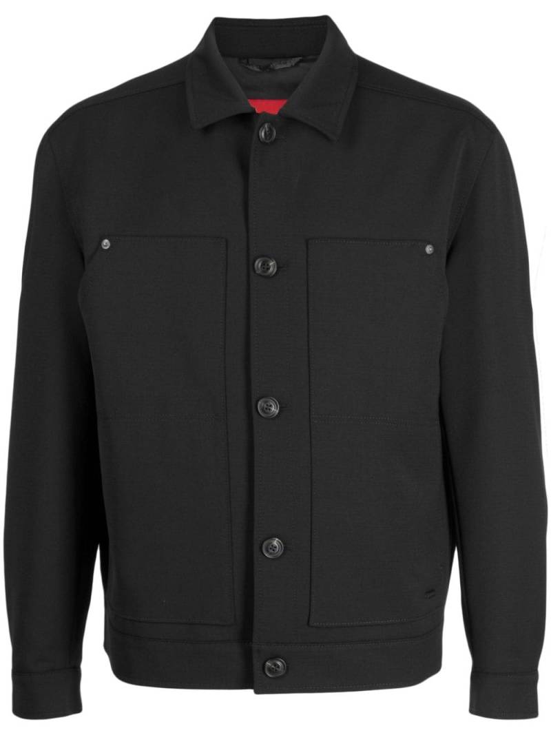 HUGO patch-pockets button-down jacket - Black von HUGO