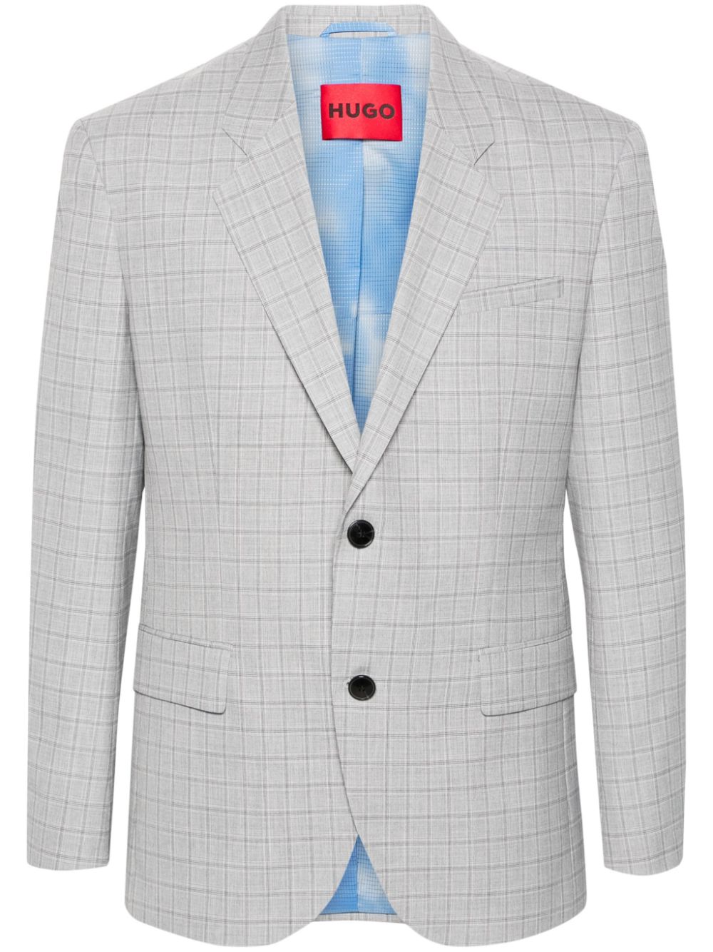 HUGO plaid-check single-breasted blazer - Grey von HUGO