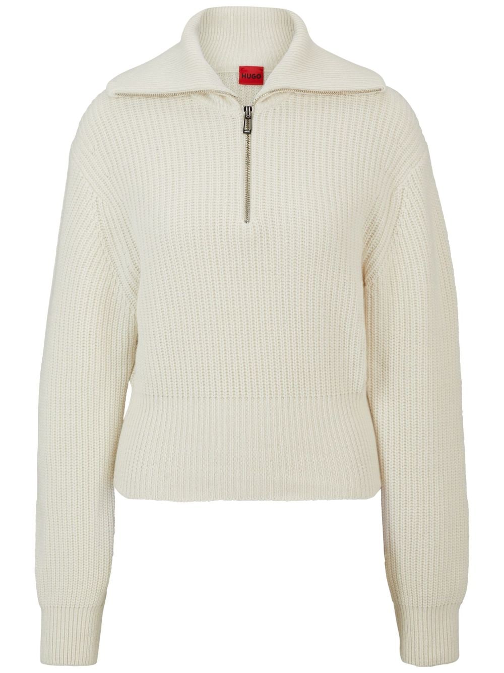 HUGO ribbed-knit zip-fastening jumper - White von HUGO