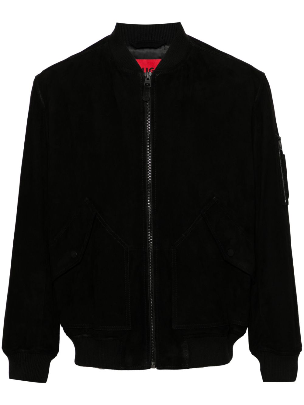 HUGO zip-up suede bomber jacket - Black von HUGO