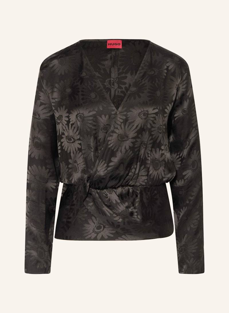 Hugo Blusenshirt Ciliph Aus Satin schwarz von HUGO