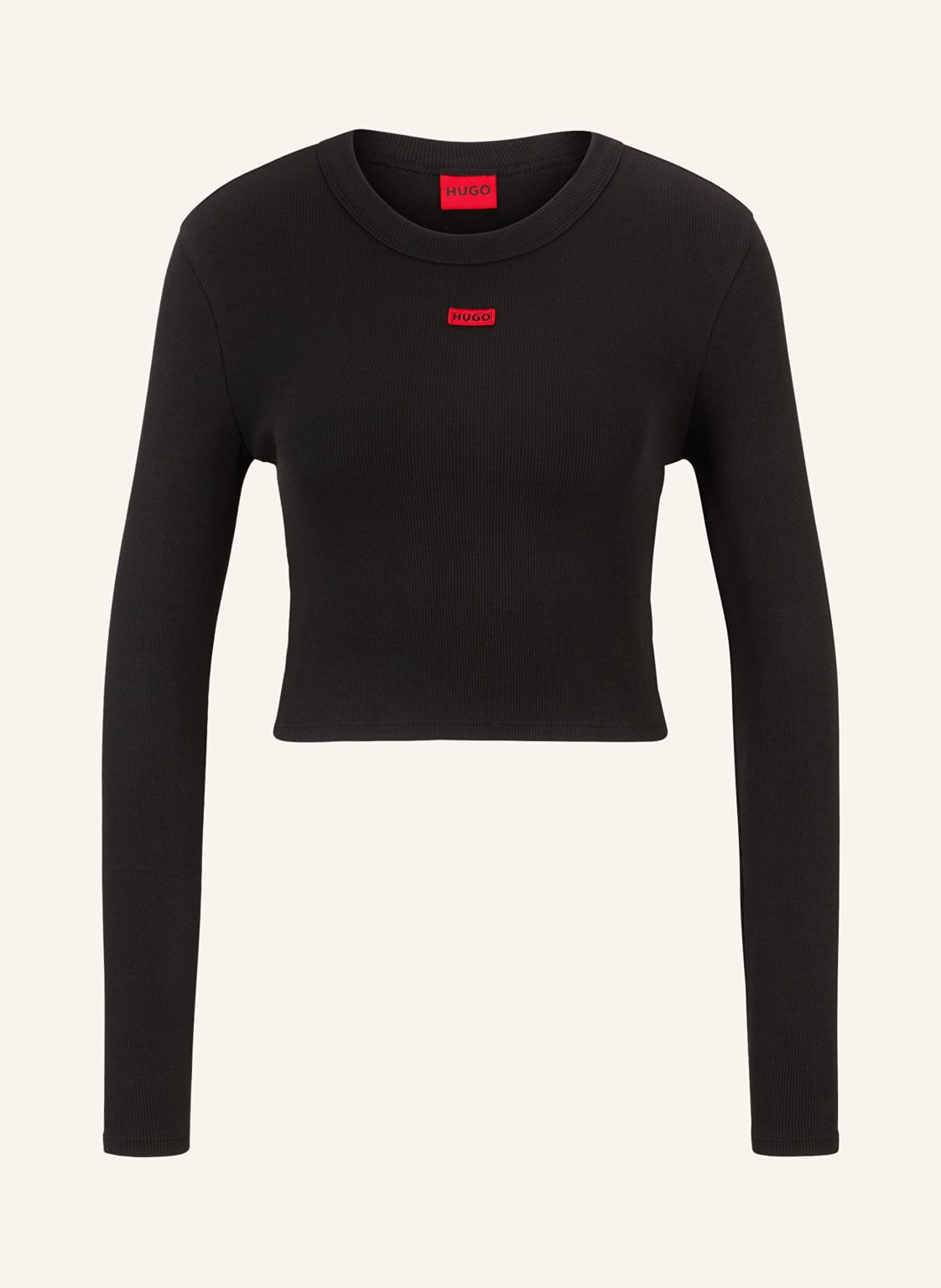 Hugo Cropped-Longsleeve Dafilomena schwarz von HUGO