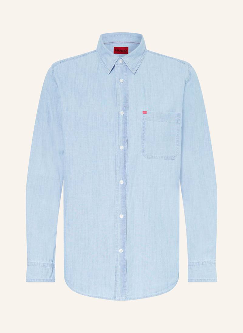 Hugo Hemd Erillo Oversize-Fit In Jeansoptik blau von HUGO