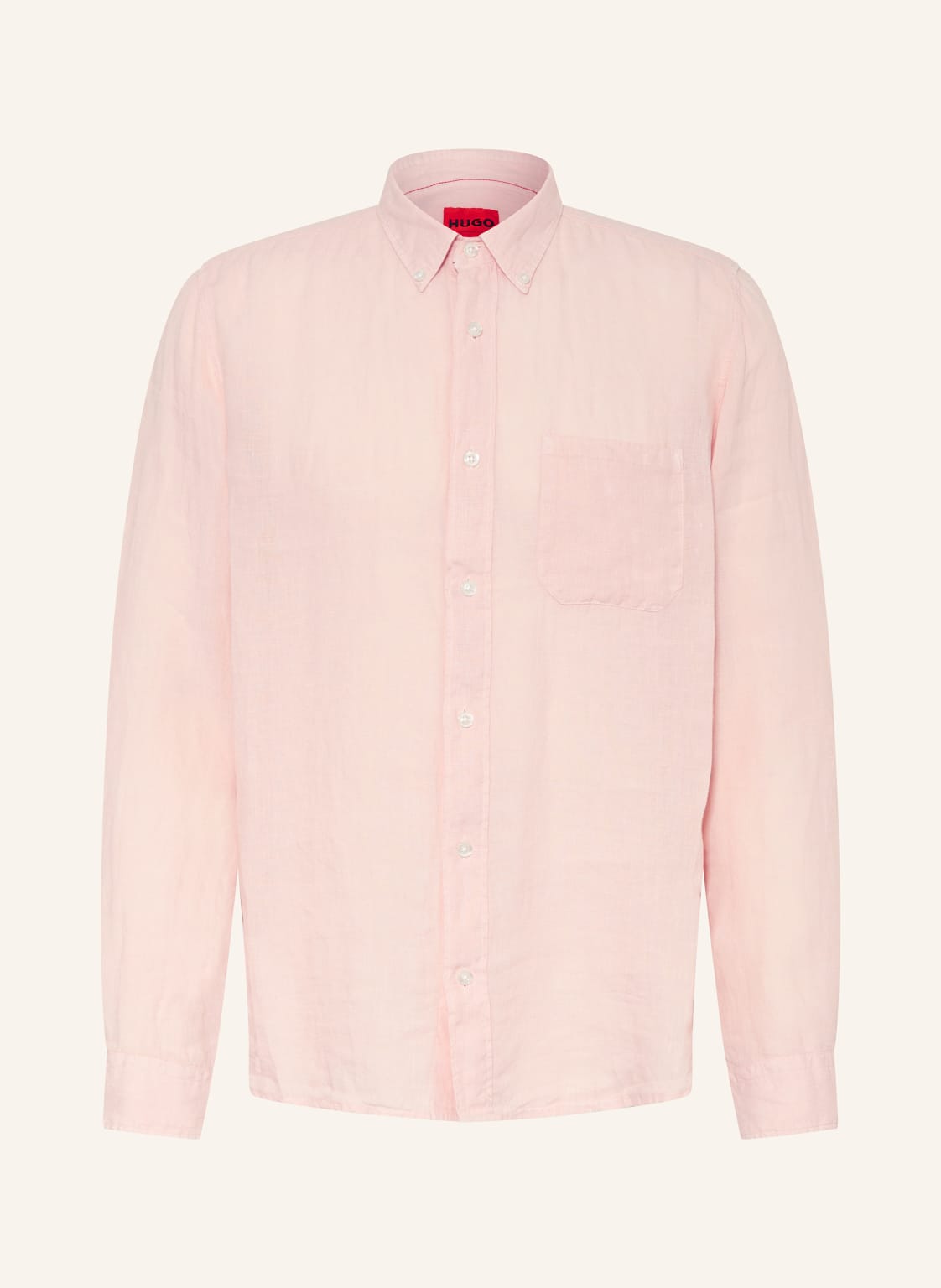 Hugo Leinenhemd Ermann Straight Fit rosa von HUGO