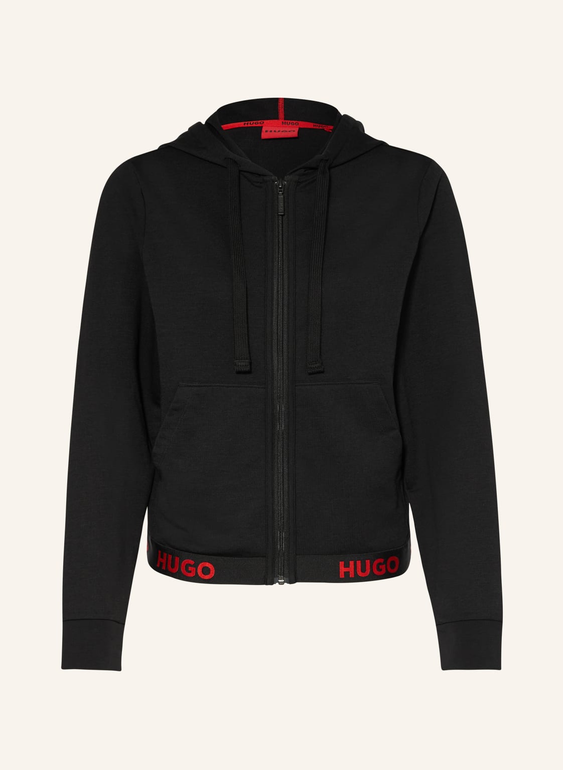 Hugo Lounge-Sweatjacke Sporty Logo schwarz von HUGO