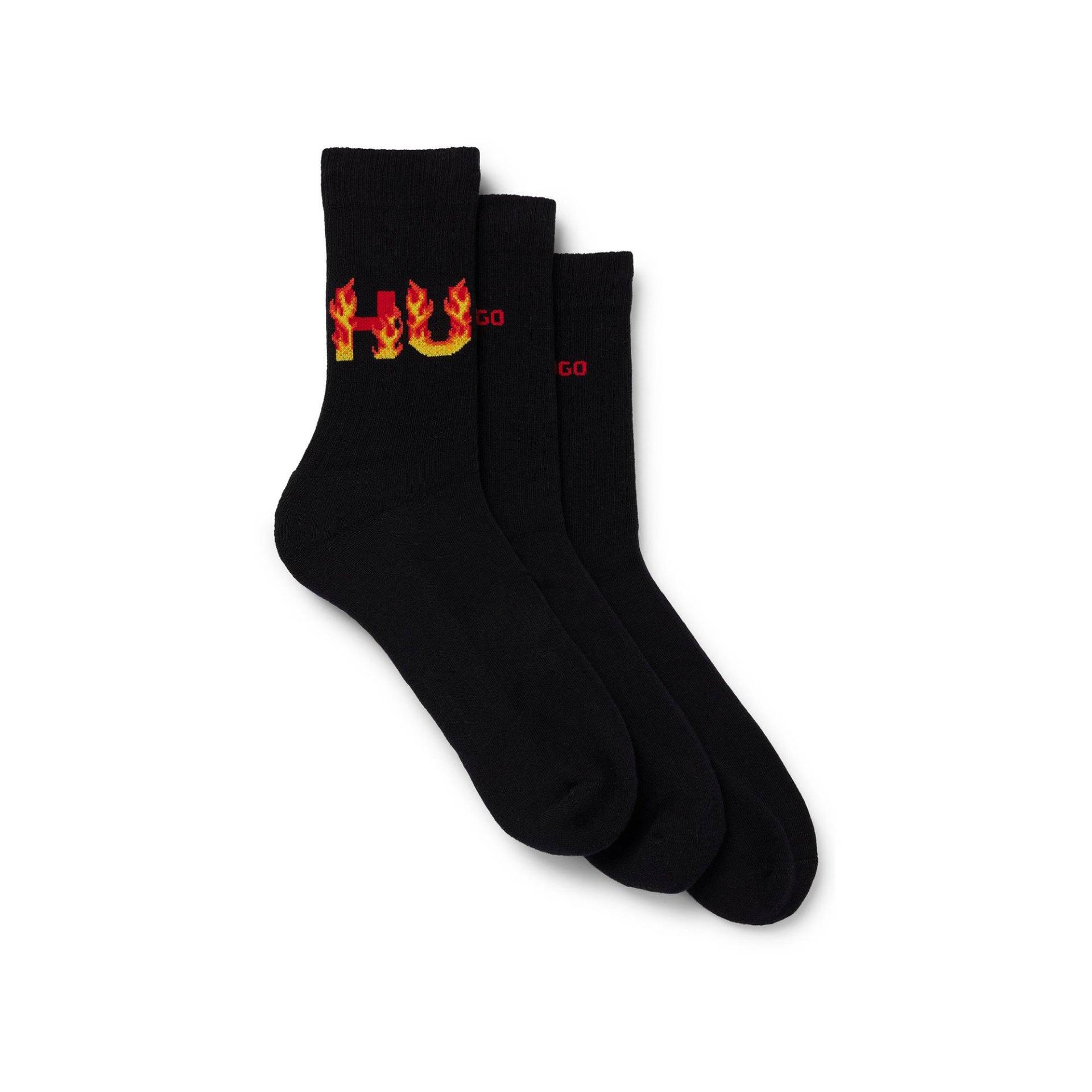 Triopack, Wadenlange Socken Herren Black 39-42 von HUGO