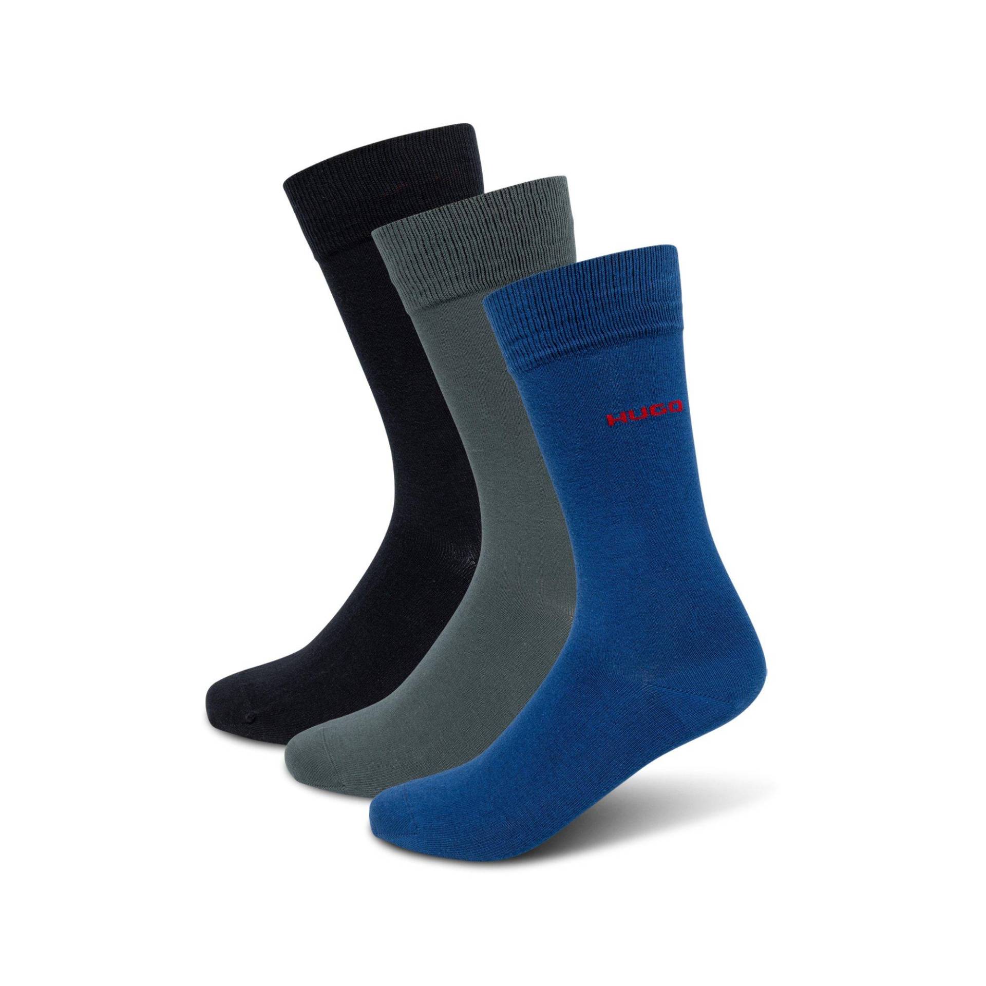 Triopack, Wadenlange Socken Herren Blau 39-42 von HUGO