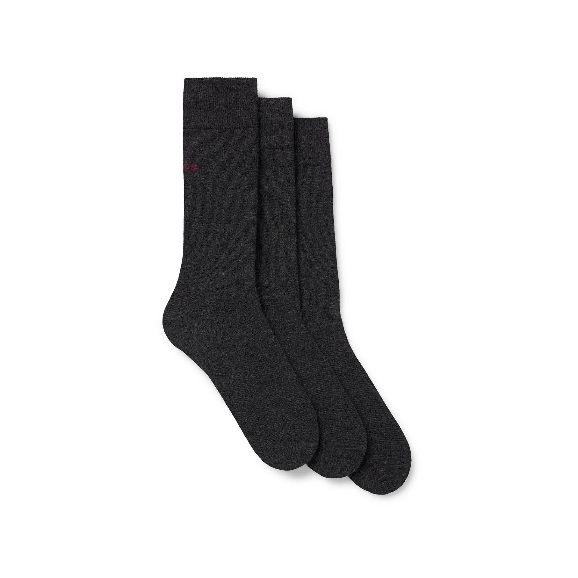 Triopack, Wadenlange Socken Herren Charcoal Black 39-42 von HUGO