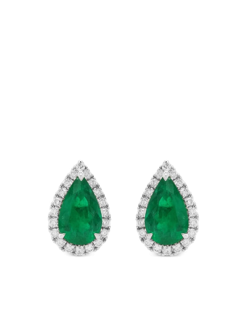 HYT Jewelry 18kt white gold emerald and diamond earrings - Silver von HYT Jewelry