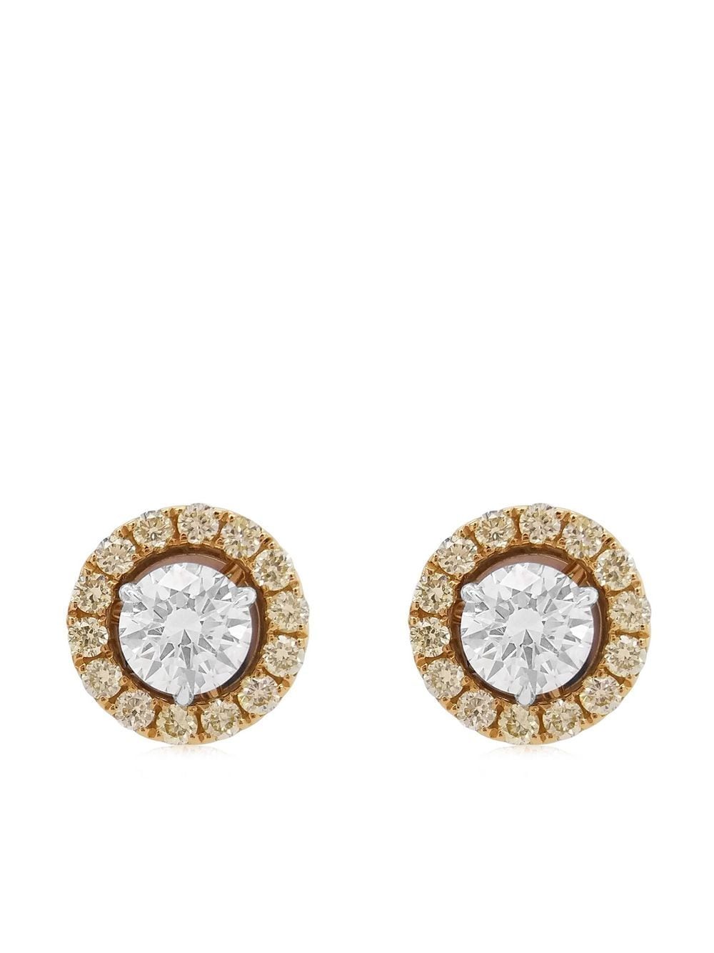 HYT Jewelry 18kt yellow and white gold diamond stud earrings von HYT Jewelry