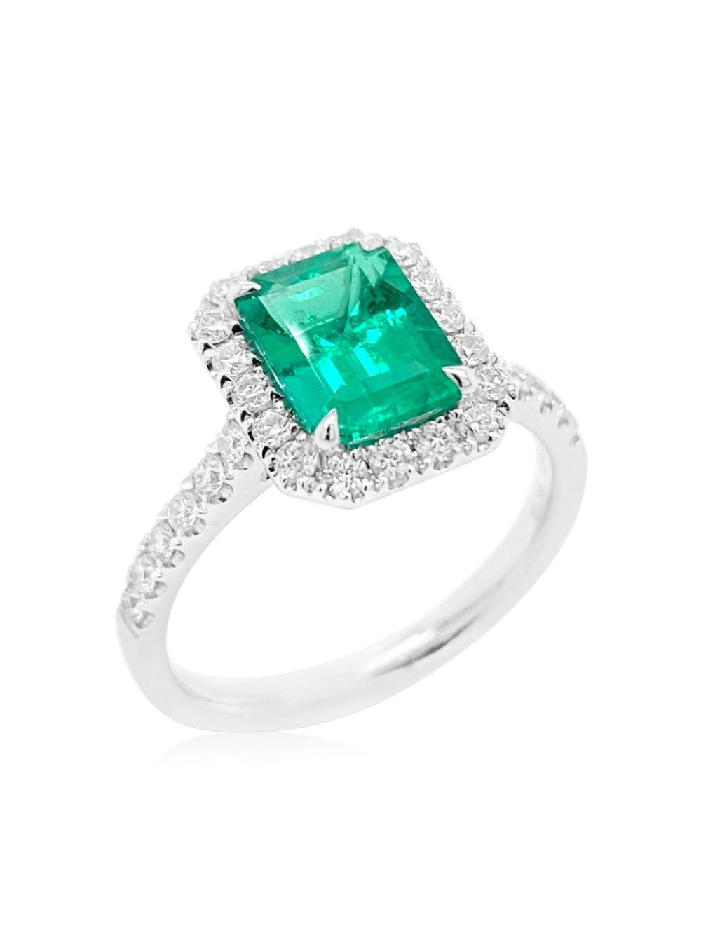 HYT Jewelry platinum diamond and Colombian emerald ring - Silver von HYT Jewelry