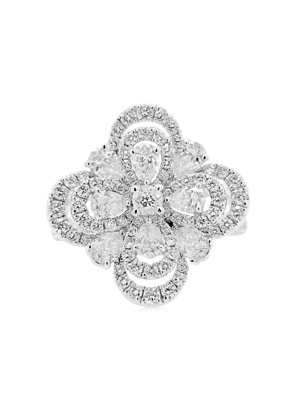 HYT Jewelry platinum flower diamond cocktail ring - Silver von HYT Jewelry