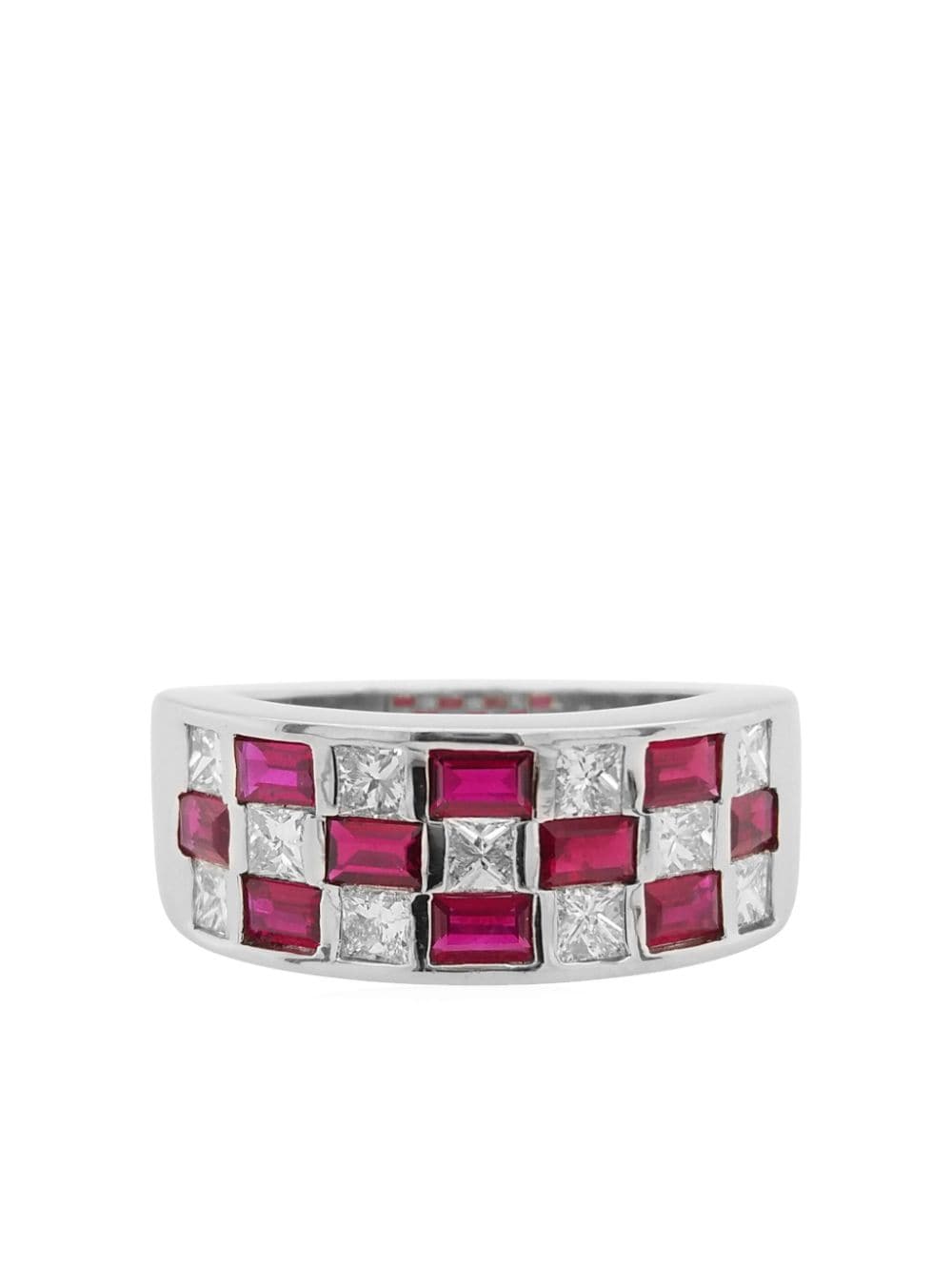 HYT Jewelry platinum diamond and ruby ring - Red von HYT Jewelry