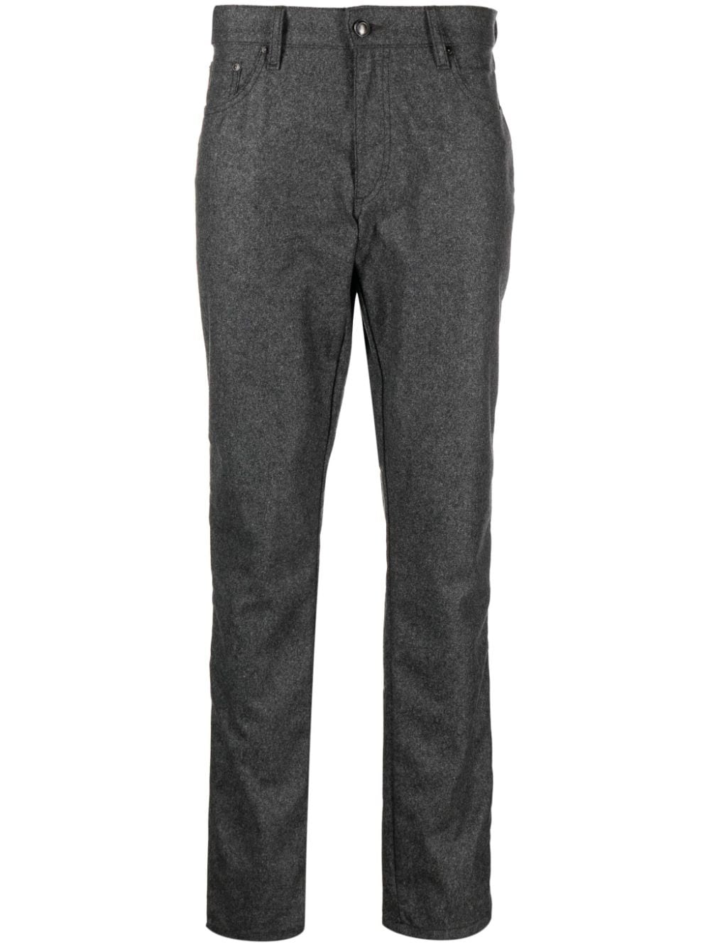 Hackett Flannel logo-patch straight-leg trousers - Grey von Hackett