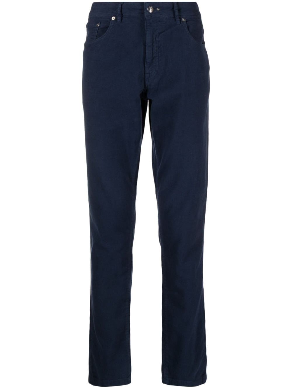 Hackett Moleskin logo-patch straight-leg cotton trousers - Blue von Hackett